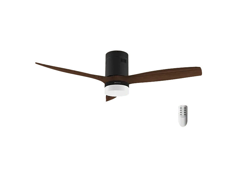 Ventilador de techo - Cecotec EnergySilence Aero 5600 Classic Black, 132 cm, Motor DC, Mando a distancia, 6 velocidades, Aspas madera, Multicolor