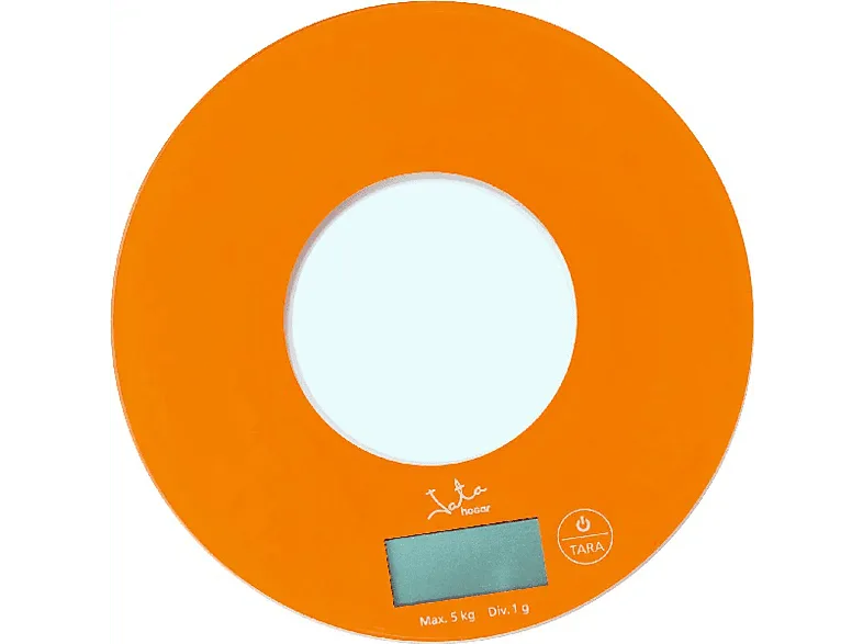 Balanza de cocina - Jata Hogar 722 P, Peso máximo 5Kg, Escala medición 1g, Display LCD 4 digitos, Naranja