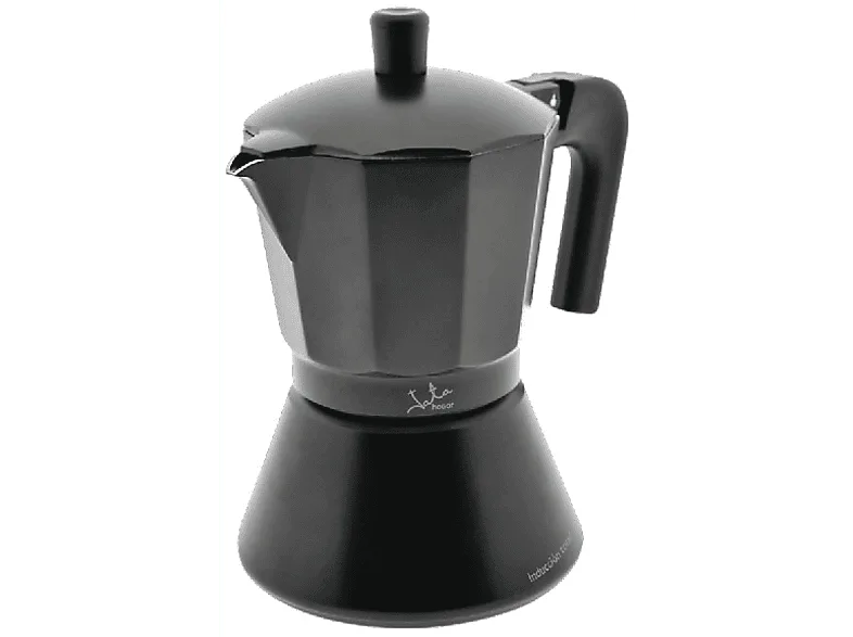 Cafetera tradicional - Jata Hogar CFI6, 6 Tazas, Asa sólida, Apta inducción, Negro