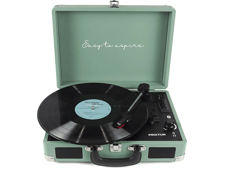 Tocadiscos - Prixton VC400, 78 rpm, Bluetooth, USB, 2 Altavoces 3W, Digitalizador de vinilos, Verde