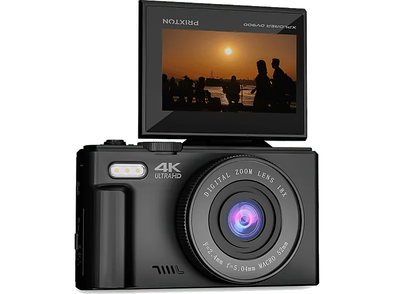 Cámara - Prixton Xplorer DV900, 64 megapixel, 4K 3840p, 3" Pantalla LCD, IPS, Flash, Negro