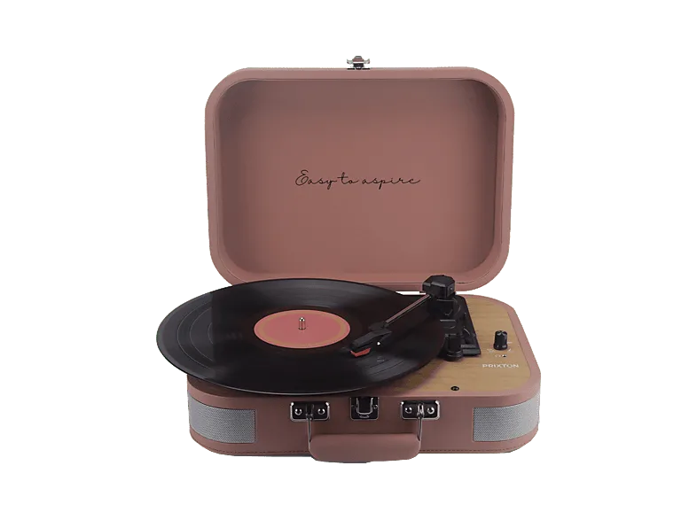 Tocadiscos - Prixton VC600, Correa de Transmisión, Bluetooth, 33/45/78 rpm, Dos Altavoces Estéreo 5W, Mocha Mousse