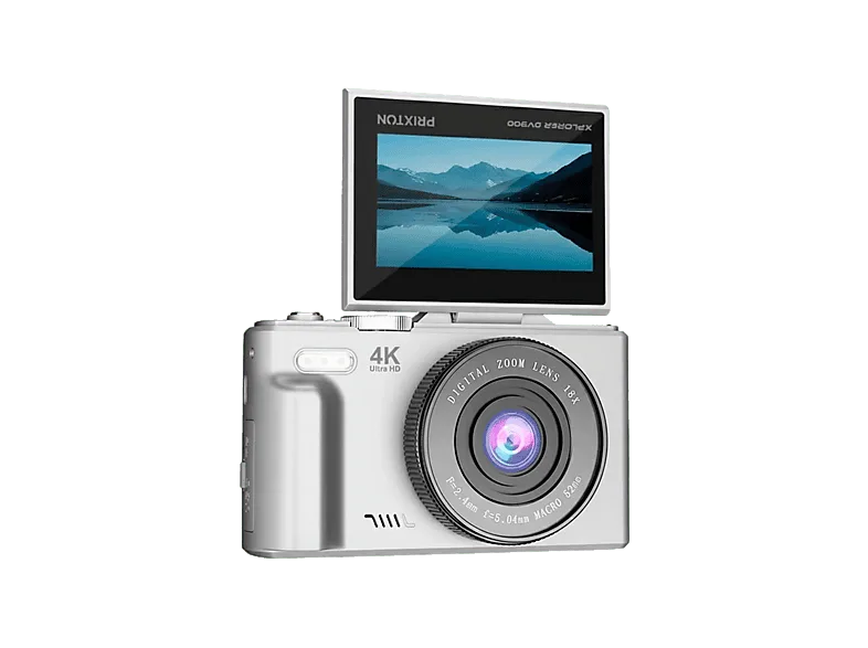 Cámara - Prixton Xplorer DV900, 64 megapixel, 4K 3840p, 3" Pantalla LCD, IPS, Zoom 4X, Flash, Plata