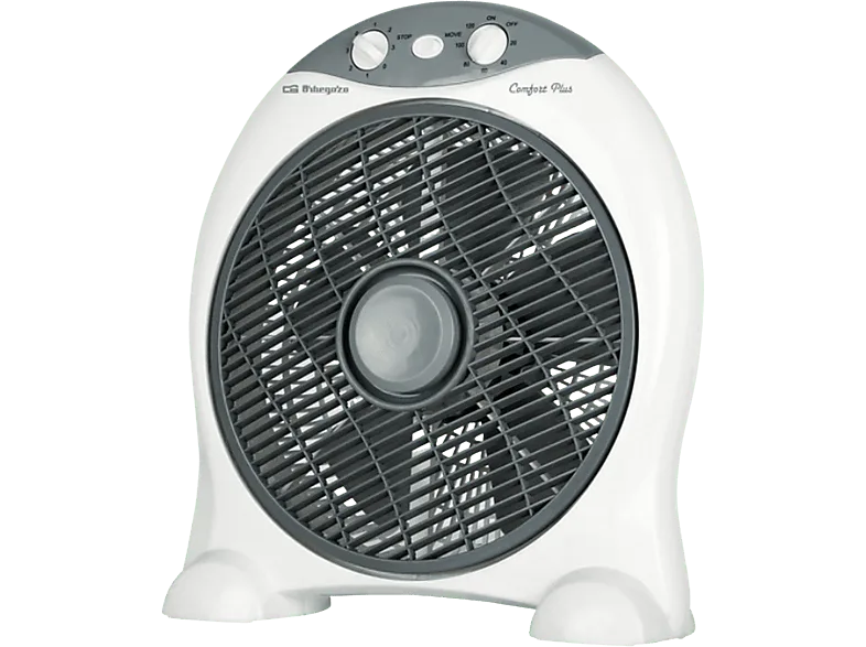 Ventilador de sobremesa - Orbegozo BF1030, Box fan, 30 cm, 6 aspas, Temporizador, Potencia 45W, Blanco