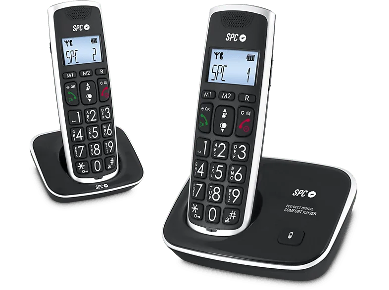 Teléfono - SPC Telecom 7609 Dúo con Manos libres y pantalla iluminada, Negro