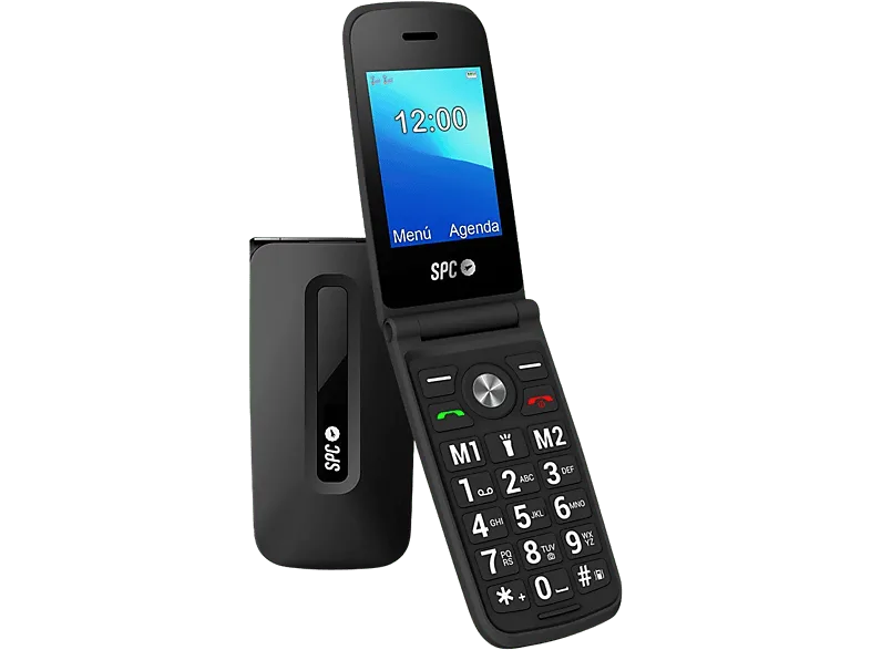 Móvil - SPC Telecom Titán, Negro, 800 mAh, 2 GB RAM, 8 días Autonomía, Teclas grandes, Menú sencillo, Conexión USB-C, Ajuste de Volumen inteligente