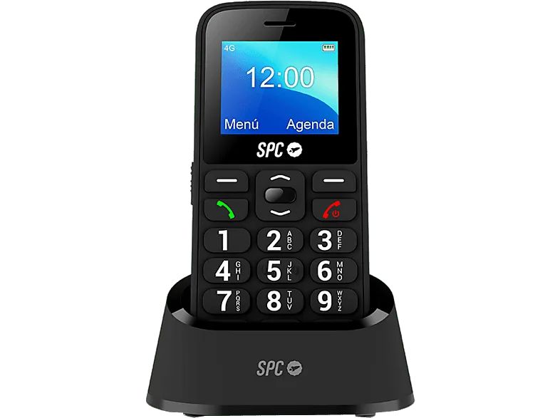 Móvil - SPC Fortune 2 4G, Negro, 48 MB Memoria interna, 128MB RAM, 1000 mAh, Sin sistema operativo, Teclas Grandes, Botón SOS, Radio FM