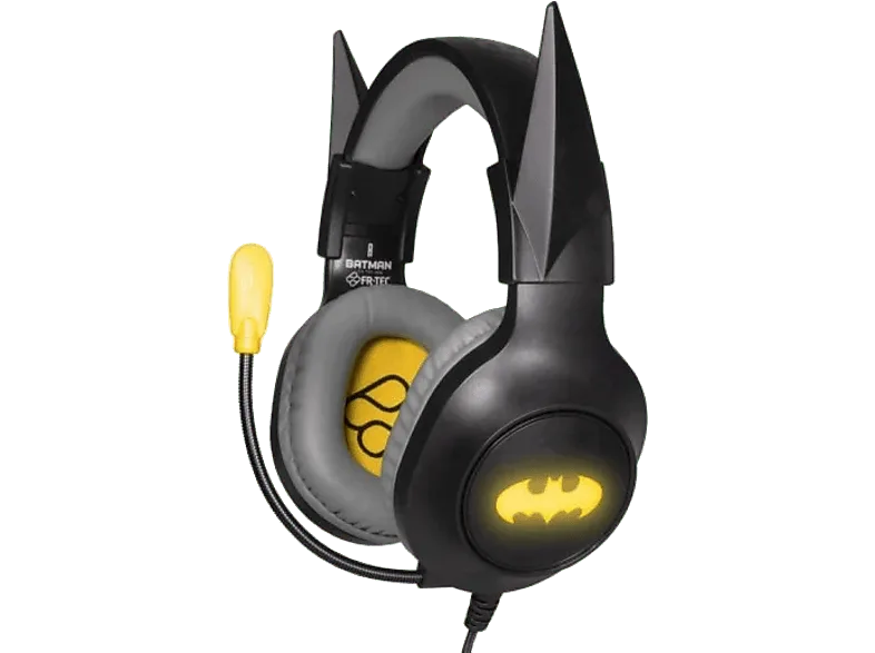 Auriculares gaming - FR-TEC DC Batman, Diadema, Micrófono, Luz LED, Multiplataforma, Negro