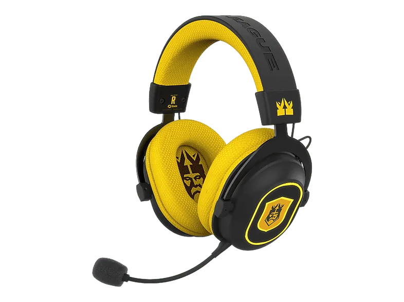 Auriculares gaming - FR-TEC King League, Supraaurales, Bluetooth, Micrófono, Amarillo y Negro