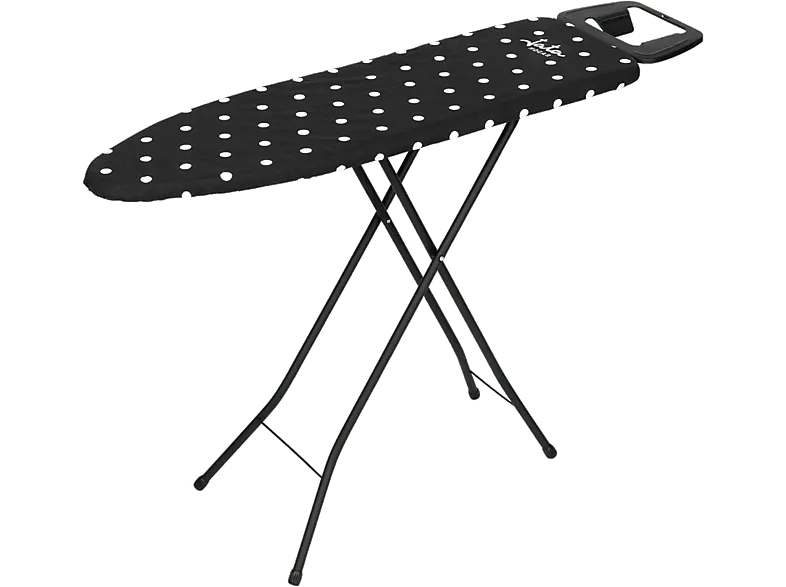 Tabla de planchar - Jata Premier , 110x32cm, Altura ajustable, Funda algodón 100%, Patas antideslizantes, Negro