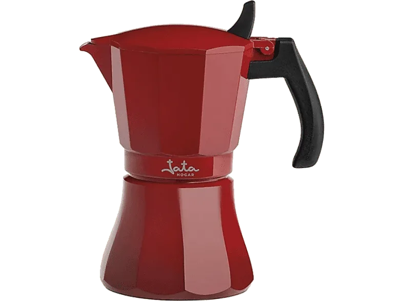 Cafetera tradicional - Jata Hogar HCAF2009, 9 Tazas, Inducción, Aluminio, Rojo