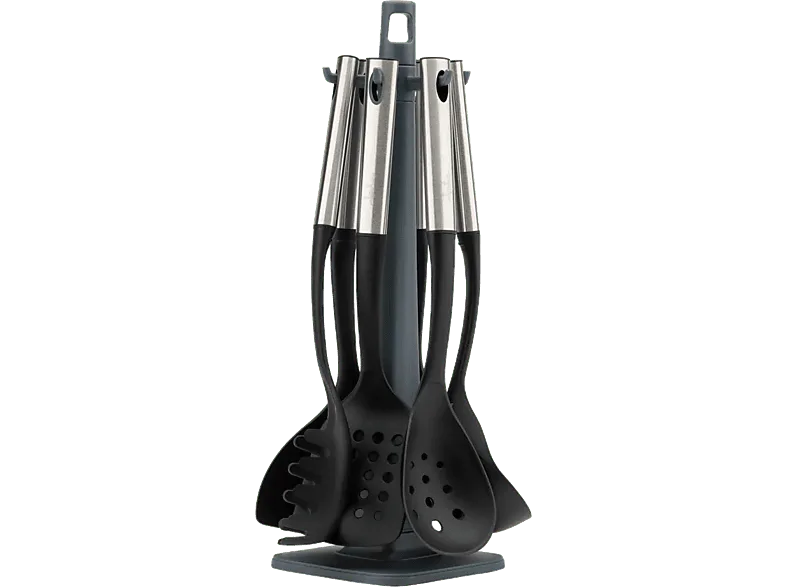 Set utensilios cocina - Jata Hogar HACC4624, 6 utensilios, Nylon y acero inoxidable