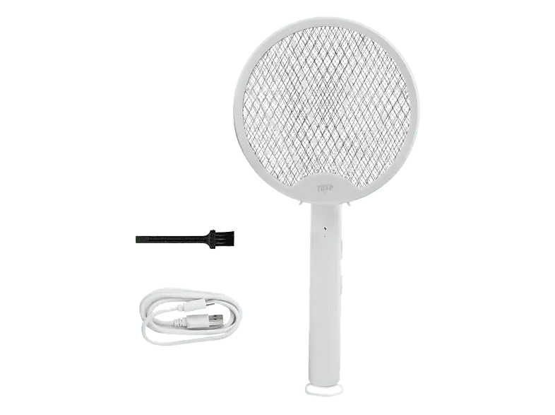 Atrapamosquitos - Jata MOST3555, Raqueta eléctrica antimosquitos, 2W, Plegable, inalámbrico, Blanco