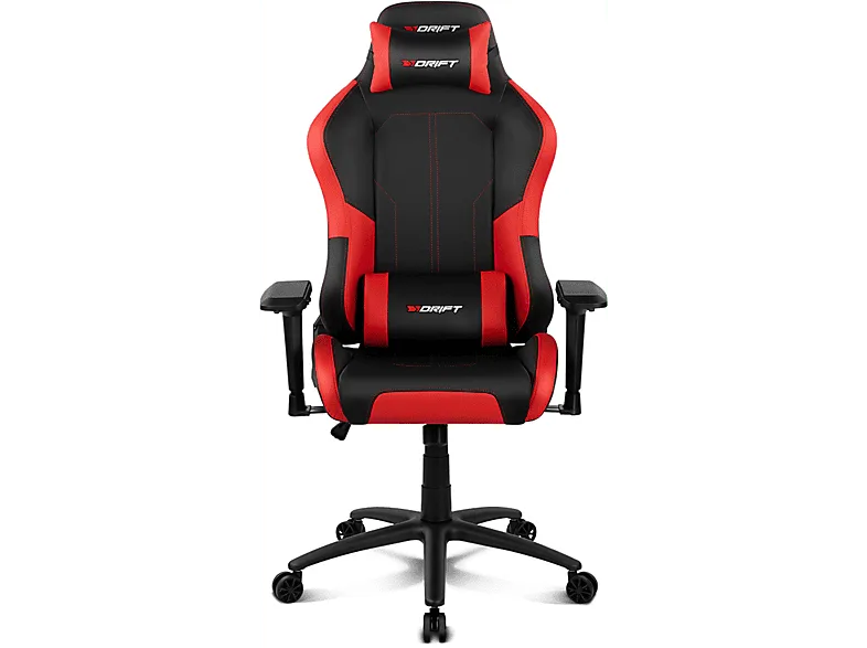 Silla gaming - Drift DR250, Reposabrazos 4D, Cojín cervical y lumbar, Reclinable, Giratorio, Rojo
