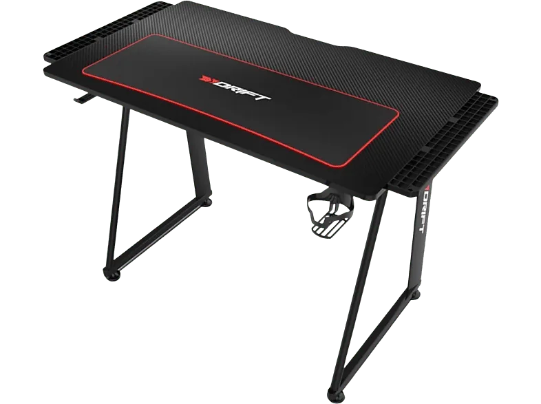 Mesa gaming - Drift DRDZ75, Acabado en fibra de carbono, Alfombrilla lavable, 113 x 60 75 cm, Negro