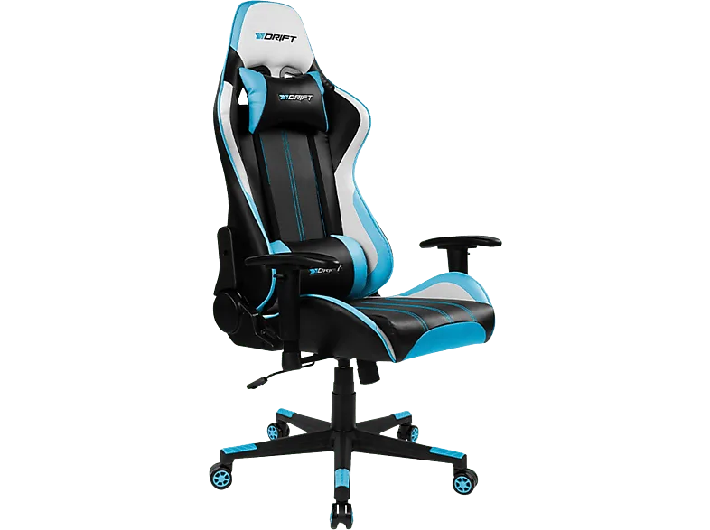 Silla gaming - Drift DR175, 2D (regulable en altura y anchura), Poliuretano, 150kg, Giratorio, Negro Azul