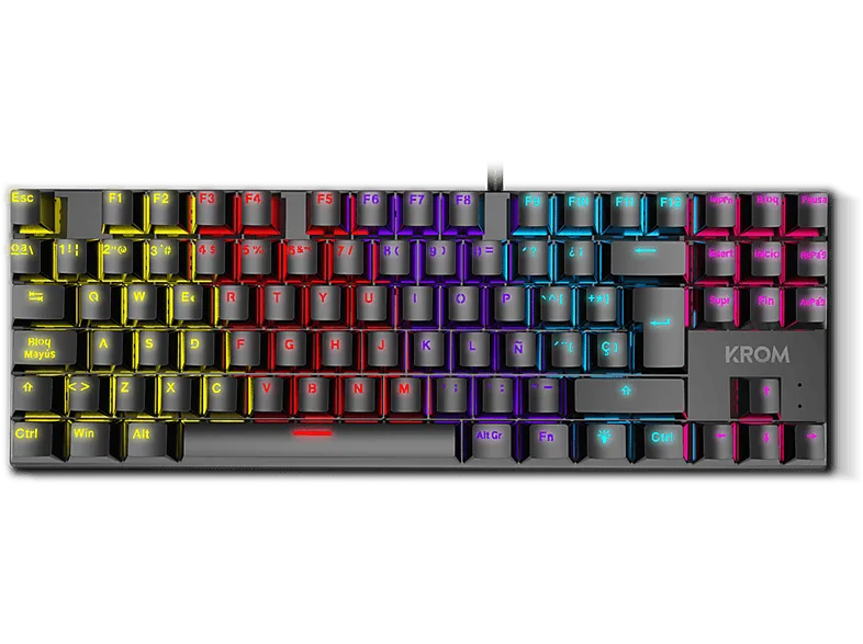 Teclado gaming - Krom Kasic TKL, USB, Mecánico, Teclas iluminadas, Negro