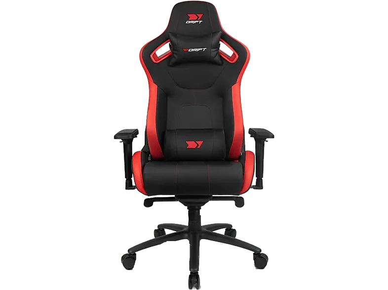 Silla gaming - Drift DR600, Reposabrazos 4D, Hasta 150 kg, Cojín cervical y lumbar, Reclinable, Rojo