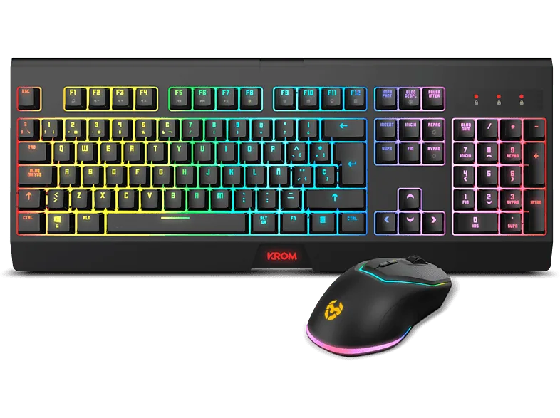 Pack gaming - Krom Kabala, Wireless, Anti-ghosting, Switches membrana, Retroiluminación, Negro