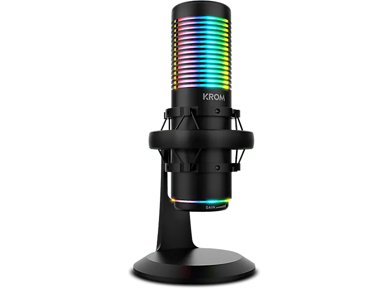 Micrófono - KROM Kaze, Jack 3.5 mm, USB, -38 +/- 3dB, 2 Condensadores de Cápsula, Cardioide y Omnidireccional, Negro