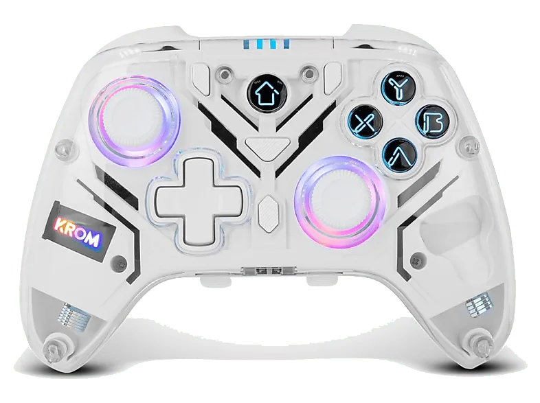 Mando Nintendo Switch - Krom Krystal, Para 1 y 2, PC, iOS Android, Inalámbrico, RGB, Transparente