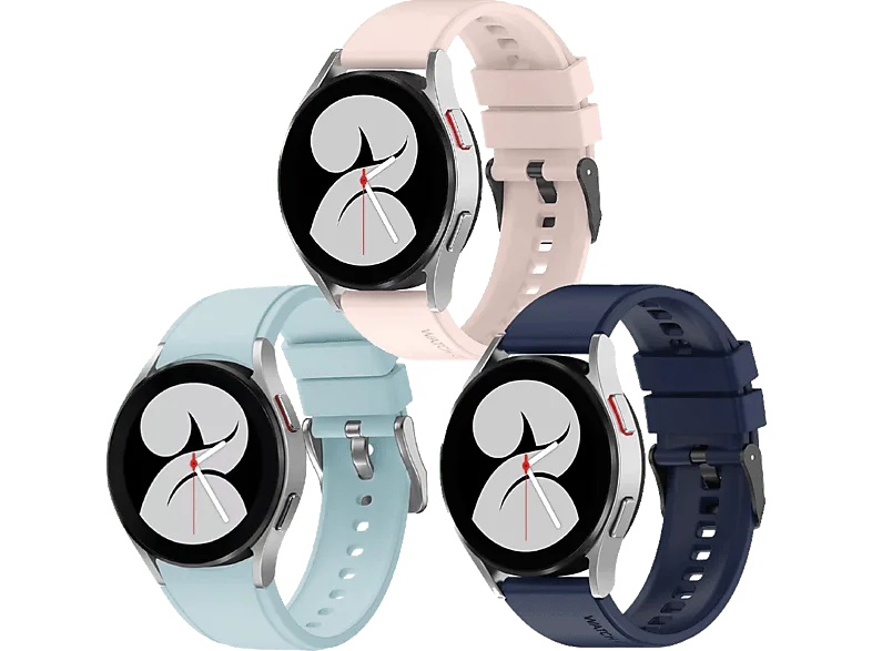 Pack Correas - Friendly License FRSWB104, Silicona, Samsung Galaxy Watch FE, Celeste, Rosa, Azul