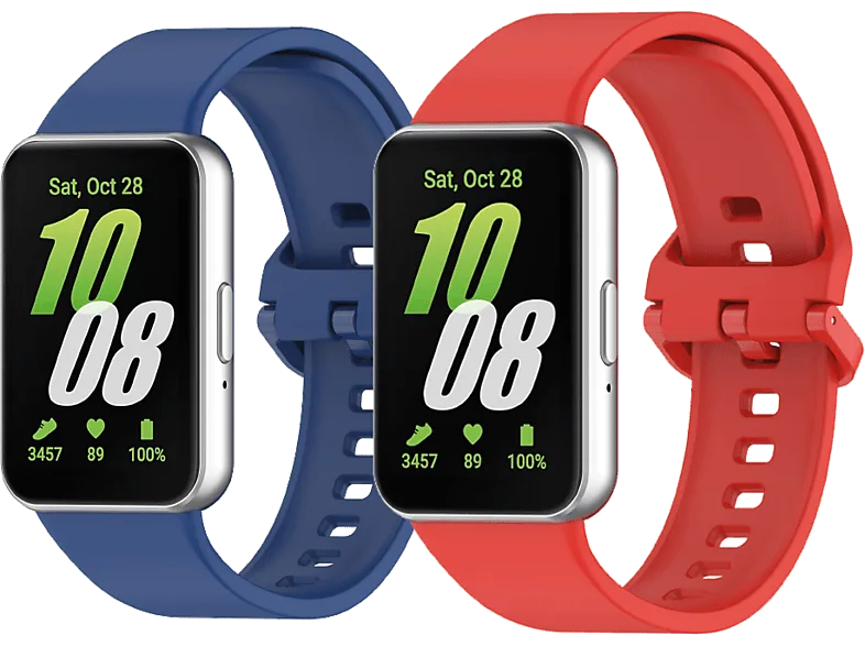 Pack Correas - Friendly License FRSWB106, Silicona, Compatible con Samsung Galaxy Watch Fit 3, Azul y Rojo