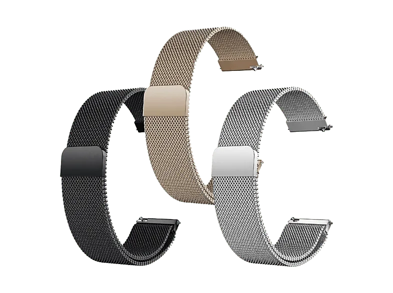 Correa - Friendly License FRSWB112, 22mm, Compatibilidad Universal, Acero Inoxidable, Ajuste Magnético, Negro/Oro/Plata