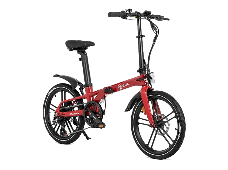 Bicicleta urbana - Youin Marbella, 250 W, 25 km/h, 40 km, 7 Velocidades, Pantalla LCD Multifunción, Rojo