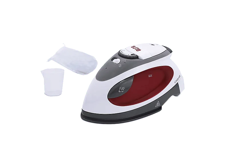 Plancha de vapor - Alfa Coquet, 40 g/min, Capacidad del depósito 80 ml, Potencia 1100W, Suela cerámica antiadherente, Blanco