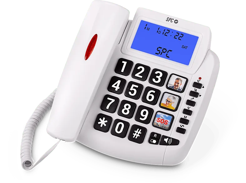 Teléfono - SPC Telecom Comfort Volume 2, Análogo, Luz timbre, Teclas gigantes, Compatible audífonos, Blanco