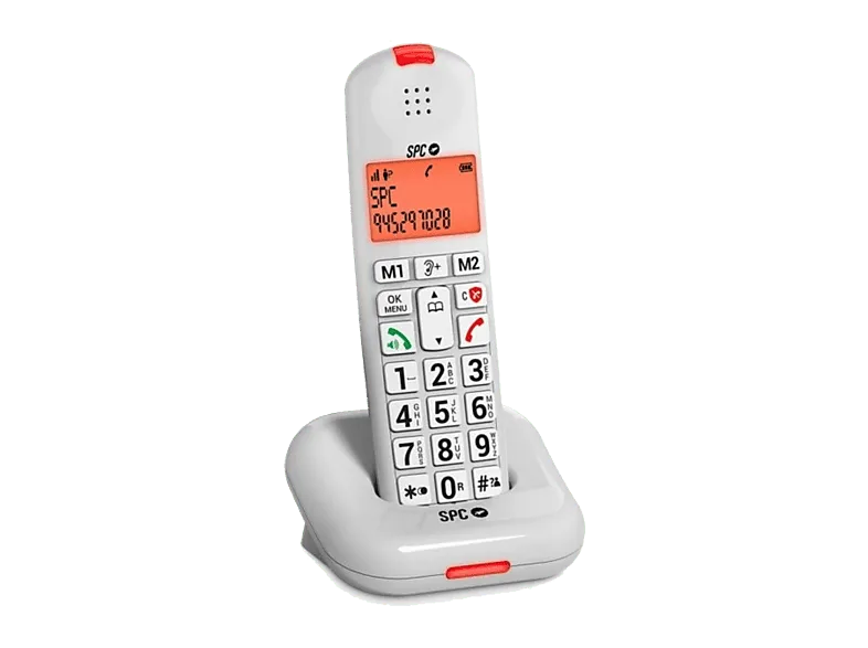 Teléfono - SPC Comfort Kairo, Análogo, 6 Niveles de Volumen, Manos Libres, Botones Grandes, Blanco