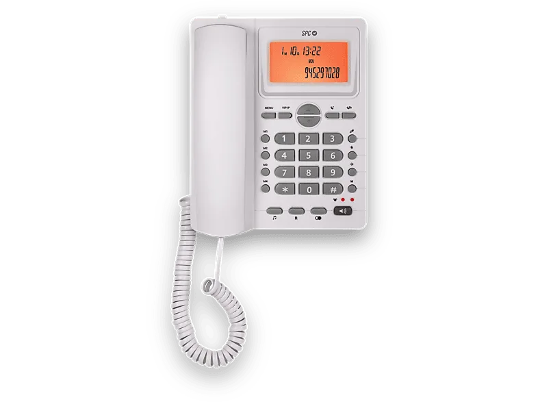 Teléfono - SPC Telecom Office ID 2, Análogo, Mute, Identificación de Llamada, Pantalla Iluminada, 4 Memorias Directas, Blanco