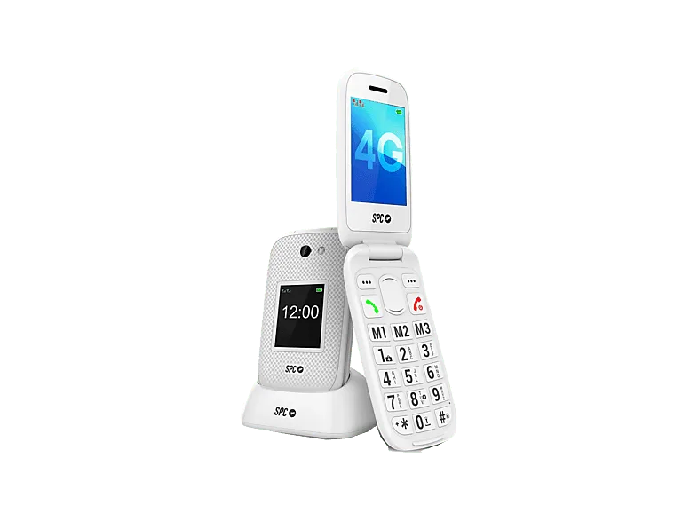 Móvil - SPC Harmony 2, Blanco, 48 MB, 1600 mAh, Doble Pantalla de 2,8" + 1,77", Timbre alto 104dB, Teclas XL, Botón SOS, IP44