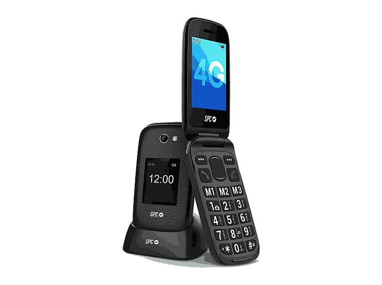 Móvil - SPC Harmony 2, 4G, Para mayores, Teclas grandes, Botón SOS, Compatible audífonos, Volumen 104dB, Radio FM, Linterna, Base de carga, Negro