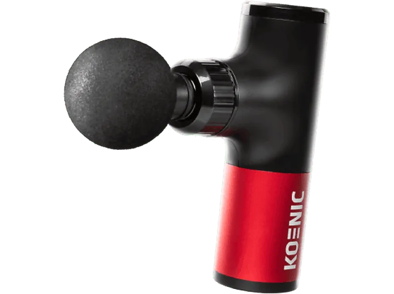 Pistola de masaje - KOENIC Prime, 4 velocidades, Autonomía 4h, cabezales, Carga USB-C, Negro