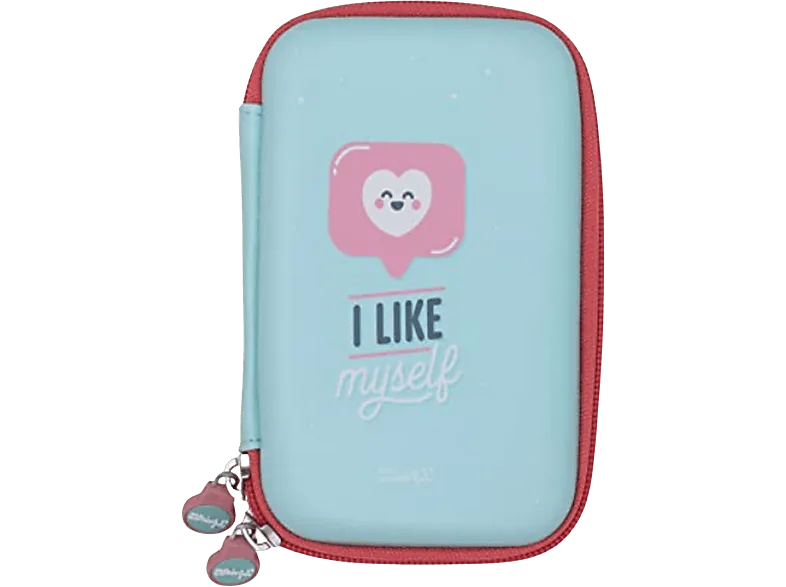 Funda disco duro - Mr. Wonderful WMRDDP003, Diseño I like myself, Impermeable, Cremallera, Azul celeste