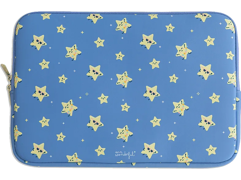 Funda portátil - Mr. Wonderful Estrellas, Para portátiles de 14 ", Neopreno, Acolchado, Azul