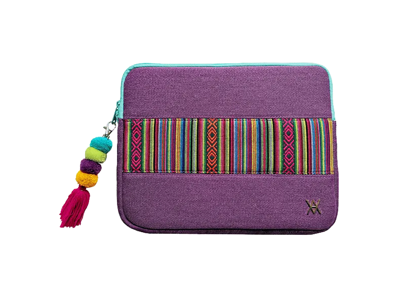 Funda portátil - Wondee VALAP017, Compatible con PC hasta 12", Resistente, Cierre Cremallera, Lila