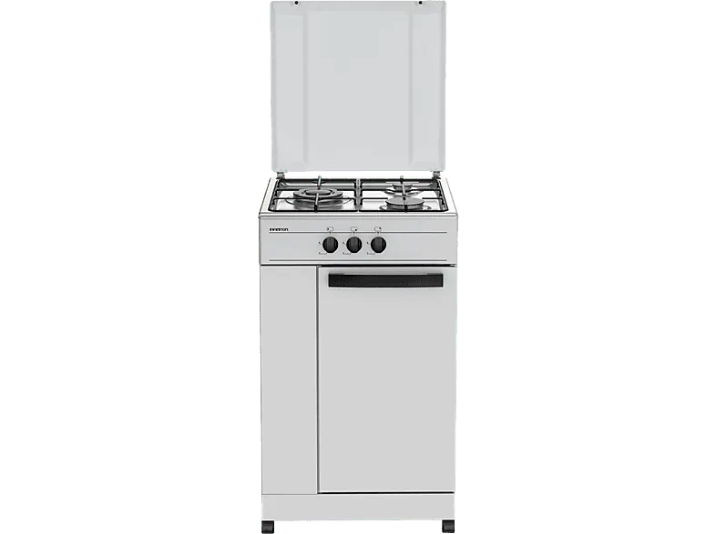 Cocina a gas - Infiniton CC3FB, 3 Zonas, Gas natural, Control mecánico, Blanco