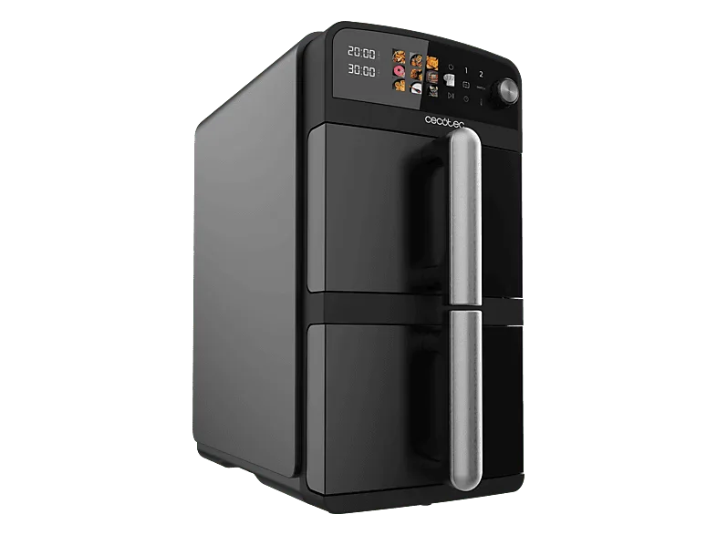Freidora de aire - Cecotec Cecofry DuoLevel 10000, 2400 W, 10 l, 2 cubetas, Negro