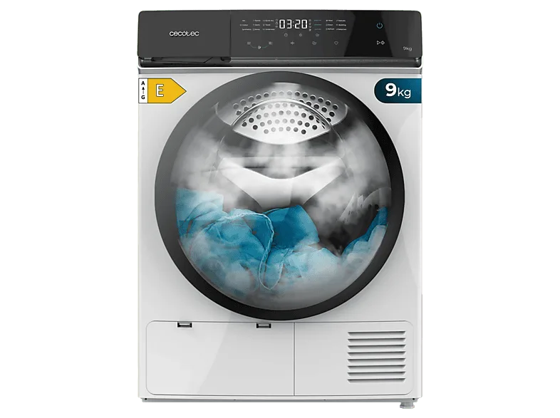 Secadora bomba de calor - Cecotec Bolero DressCode Dry 9400, 15 programas, Secado automático, Planchado Fácil, Stop&Go, Blanco