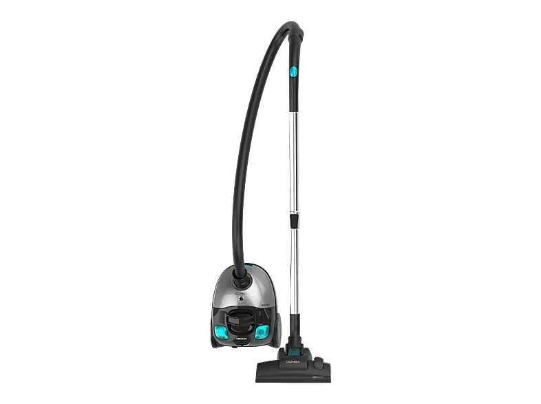 Aspirador con bolsa - Cecotec Conga Powerbag 2000 Compact Plus, 800W, 2L, Kit accesorios, 16 kPa, Bolsa desechable, Ruedas, Asa, Negro
