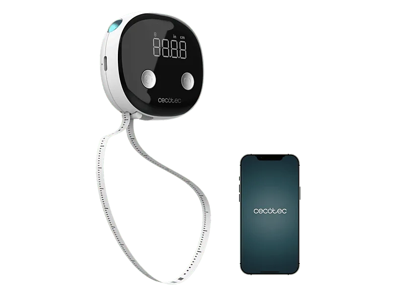 Báscula analizador de fitness - Cecotec Surface Precision Body, Bluetooth, Pantalla LED, App, Ajuste automático, Batería, Blanco