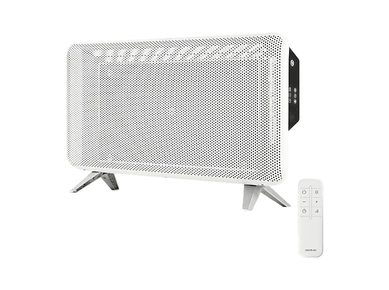 Calefactor portátil - Cecotec ReadyWarm 2000 Graphene, 1800W, Termostato 15-40 ºC, Mando, Temporizador 12 h, Cobertura 20 m², Blanco
