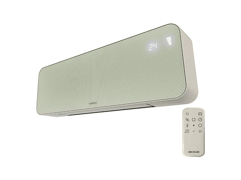 Calefactor de pared - Cecotec ReadyWarm 3000 Textile, 2000 W, Diseño en tela, Pantalla LED, Mando a distancia, Temporizador, 3 modos, Verde