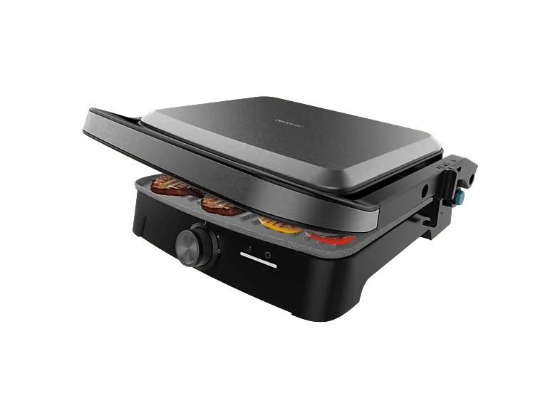Grill - Cecotec Rock'nGrill 2000 Full Open, W, Revestimiento RockStone, Apertura 180°, Placa flotante, Bandeja recogegrasas, Negro