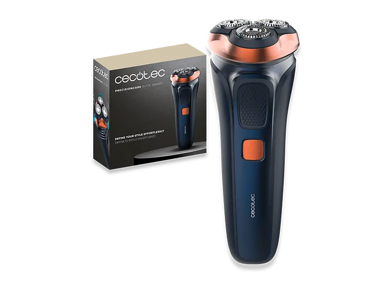 Afeitadora - Cecotec PrecisionCare Elite Smart, Cabezal 3D, 90 min, Pantalla LED, IPX6, Recortapatillas, desmontable, Carga USB, Azul