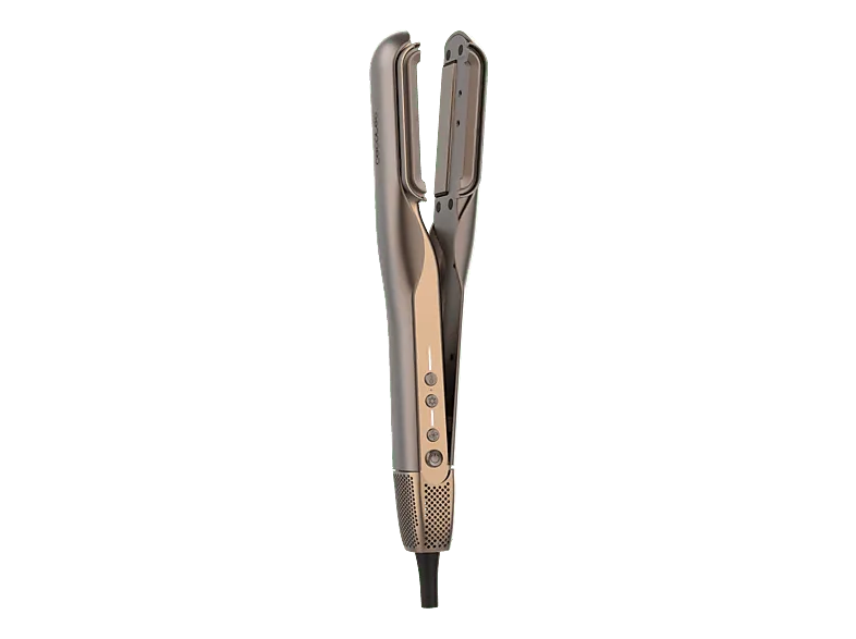 Secador - Cecotec AirLisse 6in1 iTwerk Champagne, Plancha de aire, Placas vibratorias, 3 modos, Plasma, Motor Brushless, Champagne
