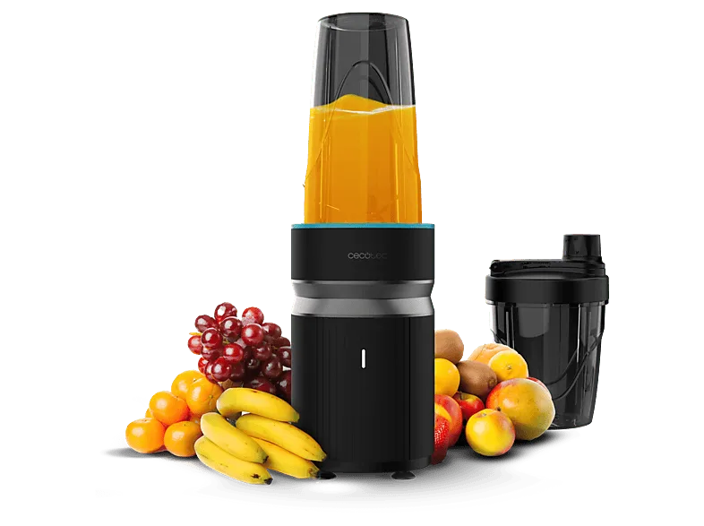 Batidora de vaso - Cecotec PowerTitanium 1000 Push2Go, W, Cuchilla inox 6 hojas, Pantalla LED, 550 ml y 700 ml, tritura, mezcla licúa, Negro